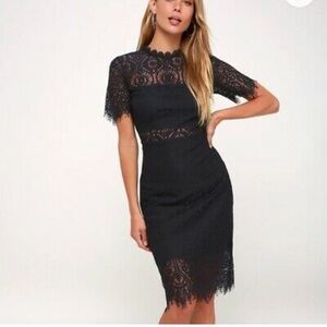 Lulu's Remarkable Navy Blue Lace Dress